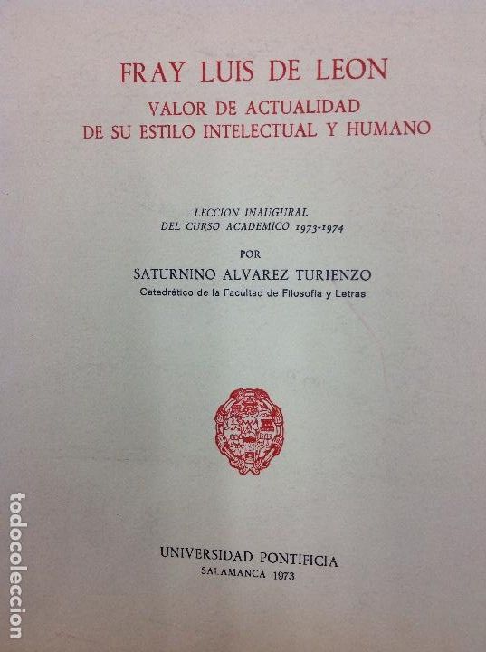 books: Fray Luis de leon valor de actualidad de su estilo intelectual y humano