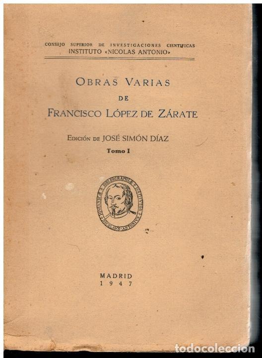Libros: OBRAS VARIAS. Tomo I. Edici&oacute;n de Jos&eacute; Sim&oacute;n D&iacute;az. - Foto 1