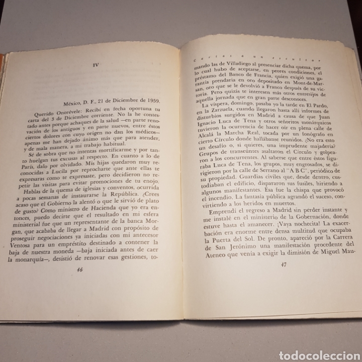 Libros: CARTAS A UN ESCULTOR 1961 INDALECIO PRIETO - ED. LOSADA - Foto 4