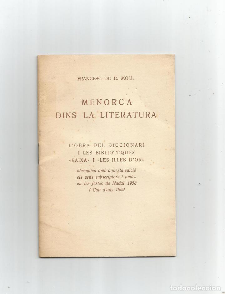 Libros: Menorca dins la literatura. - MOLL, Francesc de B.: - Foto 1