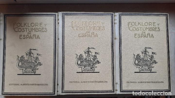 Libros: Folklore y Costumbres de Espa&ntilde;a. Tomos I, II y III. - Foto 1