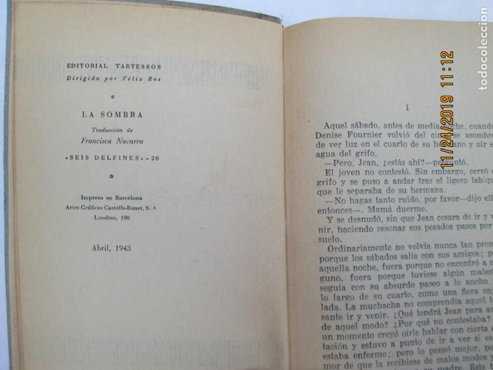 Libros: LA SOMBRA , FRANCIS CARCO -1943 - Foto 2