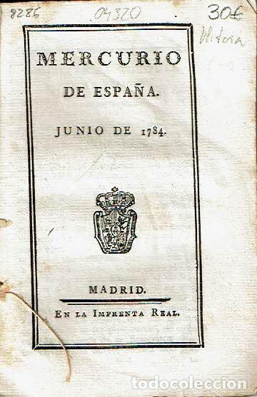 Libros: Mercurio de Espa&ntilde;a. Junio de 1784. - Historia de Espa&ntilde;a. - Foto 2