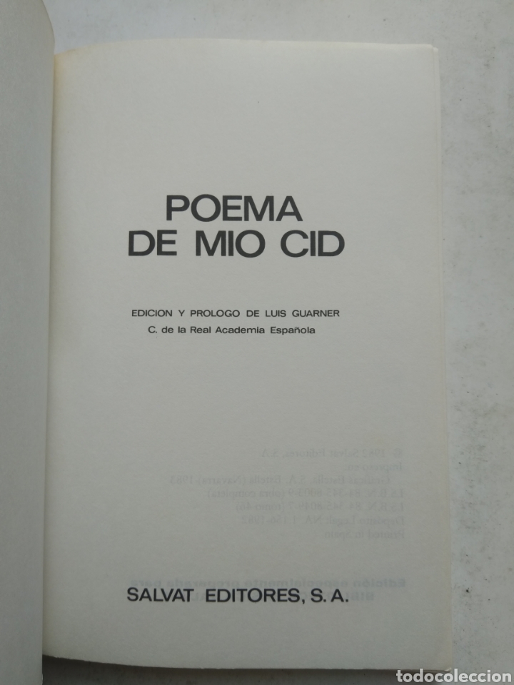 Libros: POEMA DEL MIO CID/SALVAT - Foto 2
