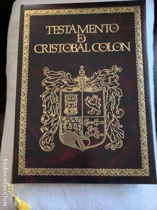 Libros: Facs&iacute;mil del &ldquo;Testamento de Cristobal Colon&rdquo; en estuche gran formato - Foto 1