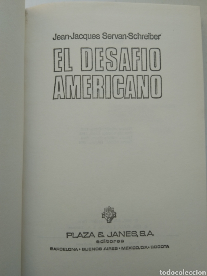 Libros: EL DESAF&Iacute;O AMERICANO/JEAN-JACQUES SERVAN SCHREIBER - Foto 2
