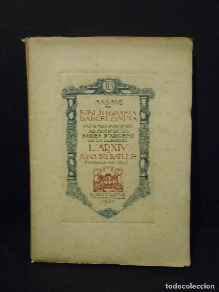Libros: BTA. BATLLE, Joan.- - Assaig de bibliografia barcelonina. - Foto 1
