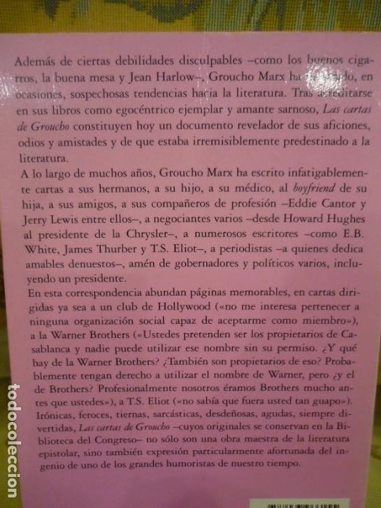 Libros: LAS CARTAS DE GROUCHO, DE GROUCHO MARX. - Foto 3