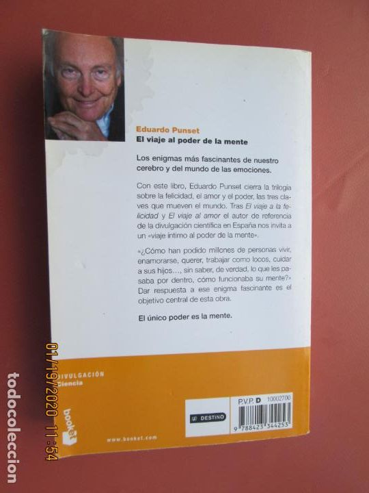 Libros: EL VIAJE AL PODER DE LA MENTE - EDUARDO PUNSET - BOOKET 2011. - Foto 2