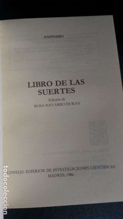 Libros: LIBRO DE LAS SVERTES. ANONIMO. EDICION DE ROSA NAVARRO DURAN 1986. - Foto 8