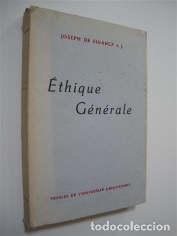 Libros: &Eacute;THIQUE G&Eacute;NERALE - JOSEPH DE FINANCE, S.J. - Foto 1