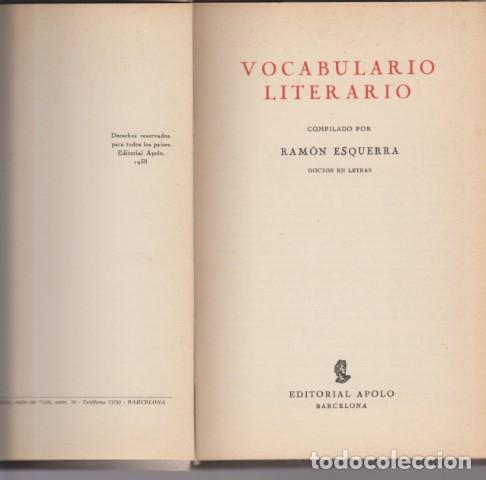 Libros: VOCABULARIO LITERARIO - RAM&Oacute;N ESQUERRA - Foto 1