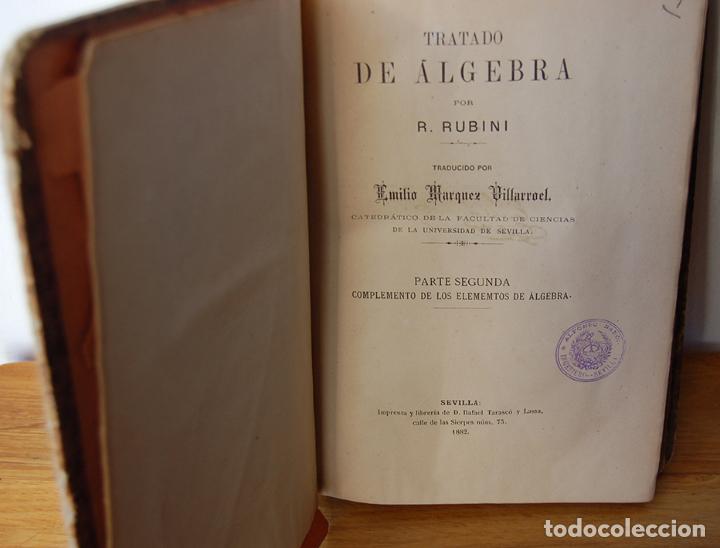 Libros: TRATADO DE &Aacute;LGEBRA. Parte Segunda. Complementos de los Elementos de &Aacute;lgebra. - R. RUBINI - Foto 2
