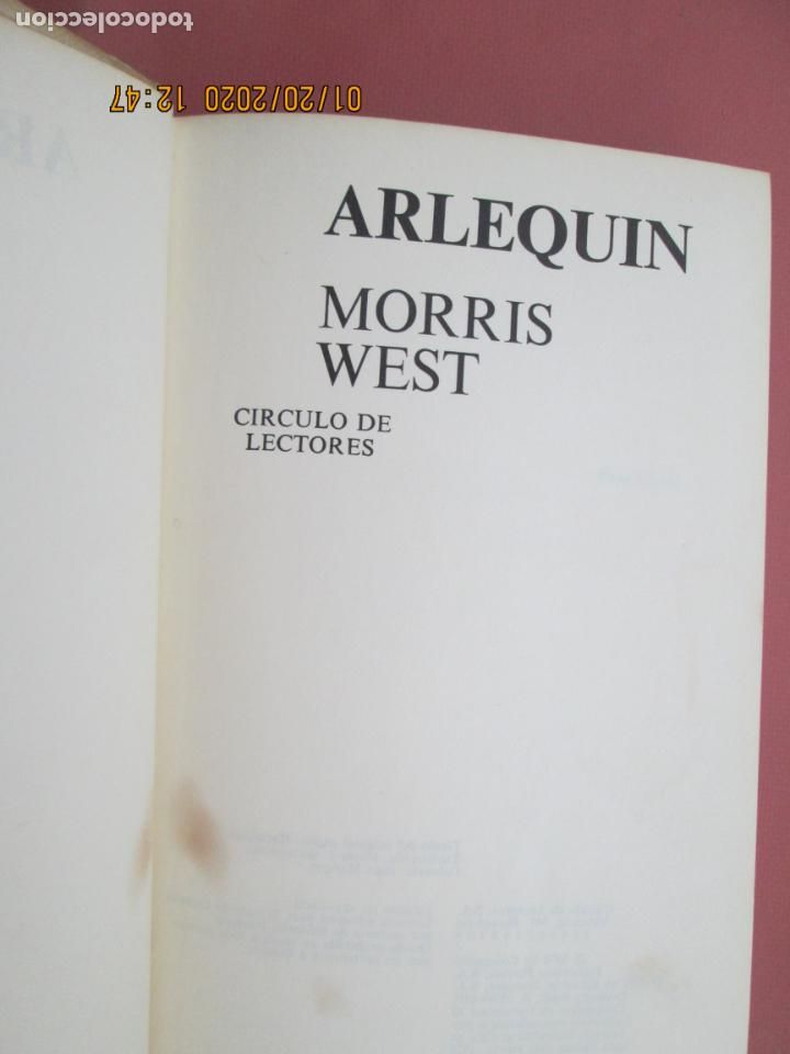 Libros: ARLEQU&Iacute;N - MORRIS WEST - CIRCULO DE LECTORES 1975. - Foto 2