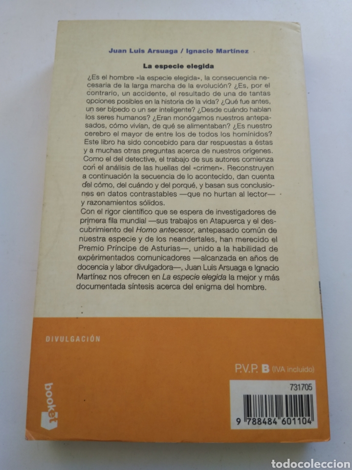 Libros: LA ESPECIE ELEGIDA/JUAN LUIS ARSUAGA - Foto 3