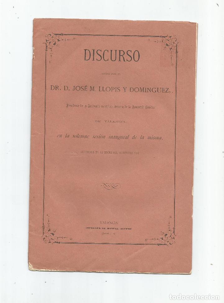 Libros: Discurso. - LLOPIS Y DOM&Iacute;NGUEZ, Jos&eacute; M.: - Foto 1