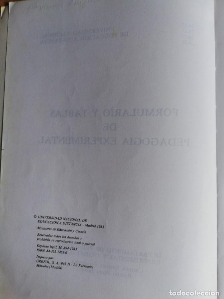 Libros: Formulario y tablas de Pedagog&iacute;a Experimental. Carmen Jim&eacute;nez y Ram&oacute;n P&eacute;rez. 1983. UNED - Foto 3