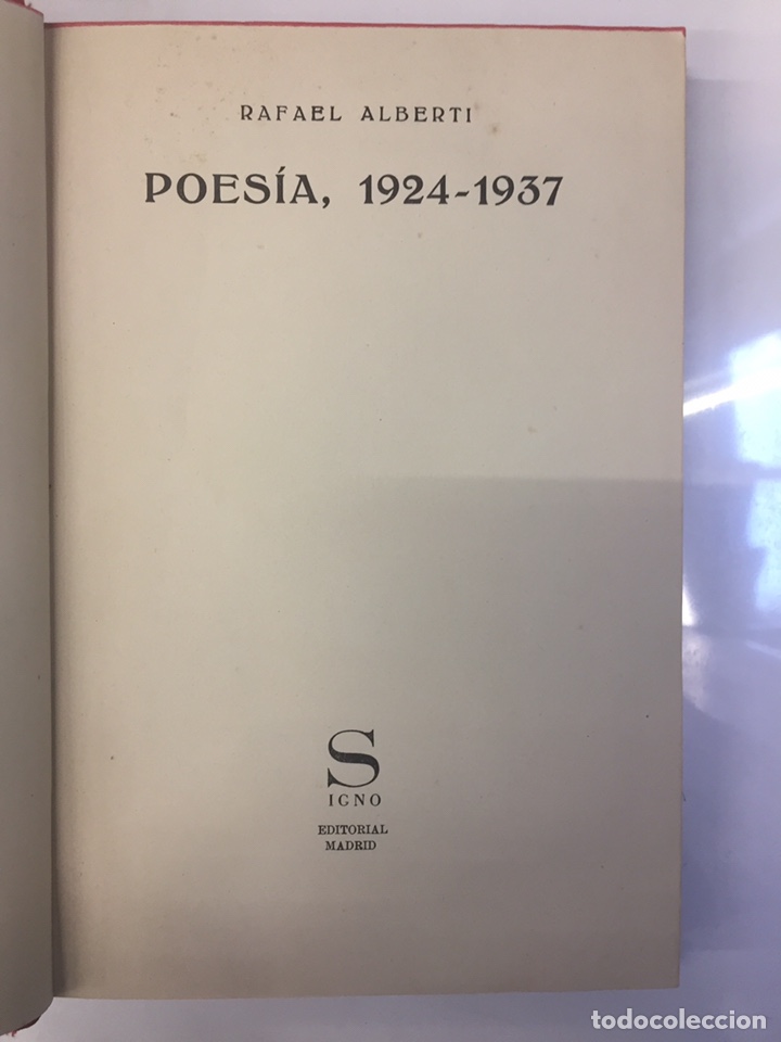 Libros: POES&Iacute;A 1924-1937. - ALBERTI, Rafael. - Foto 4