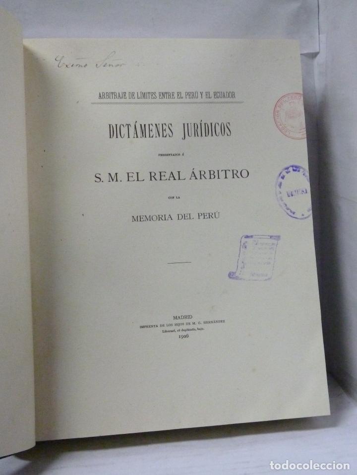 Livros em segunda m&atilde;o: ARBITRAJES DE LIMITES ENTRE EL PERU Y EL ECUADOR.DICTAMENES JURIDICOS PRESENTADOS A S. M. REAL ARBIT