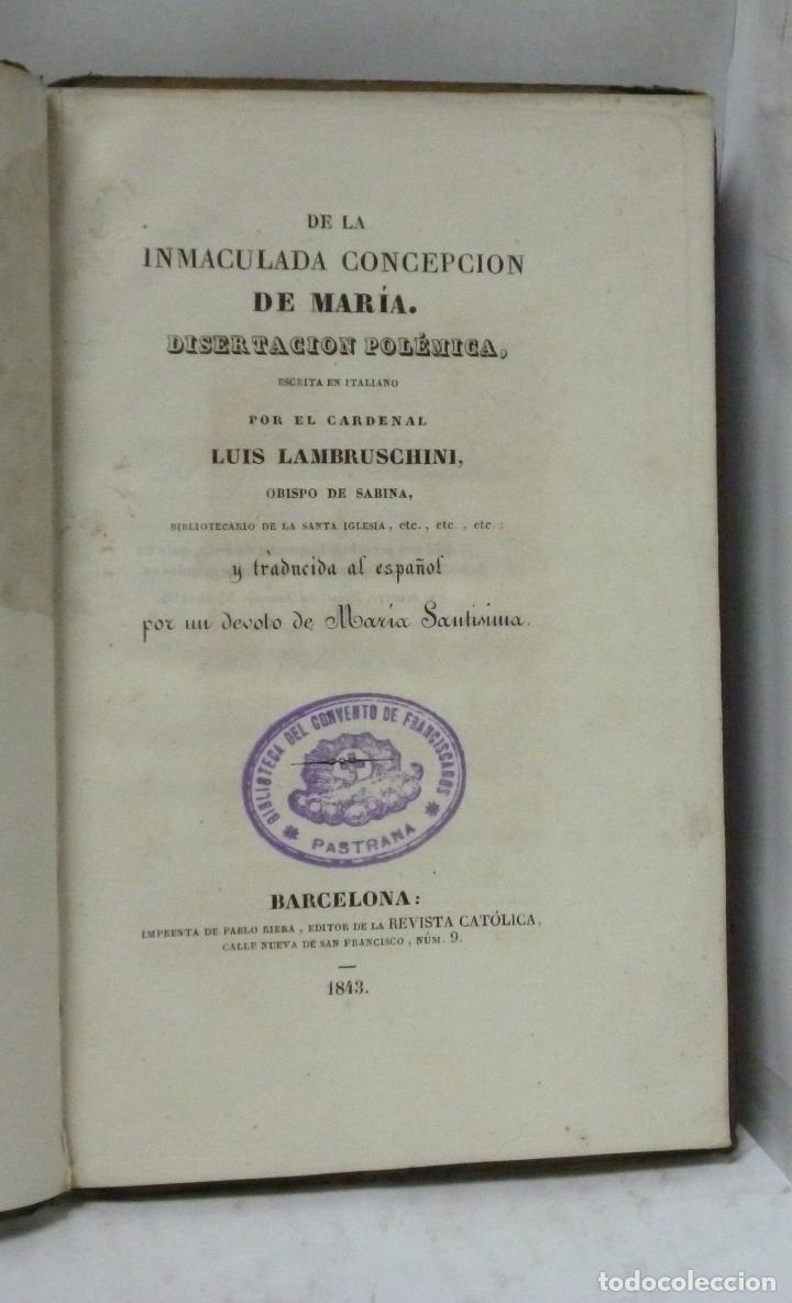 Libros: DISERTACION POLEMICA SOBRE LA INMACULADA CONCEPCION DE MARIA