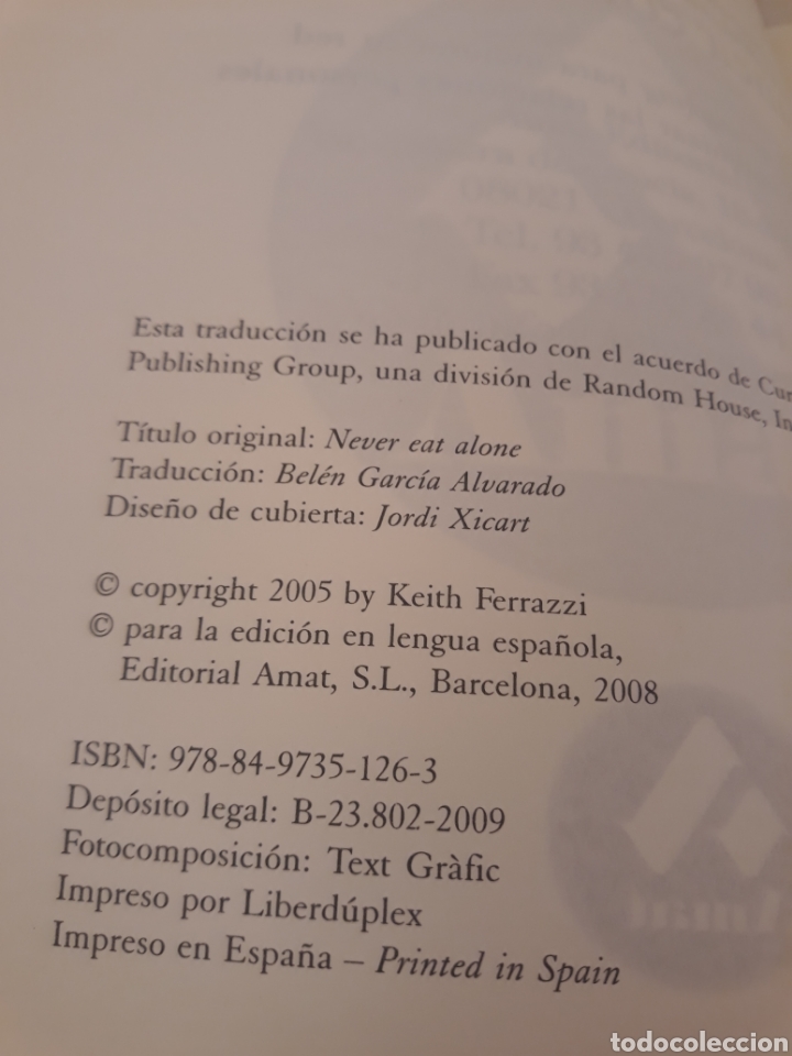 Libros: Nunca comas solo. Amat editorial. - Foto 4
