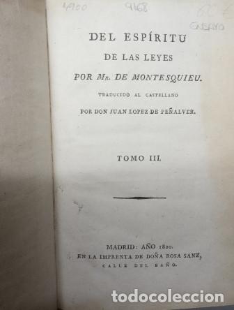 Libros: Del esp&iacute;ritu de las leyes. - Montesquieu. - Foto 3