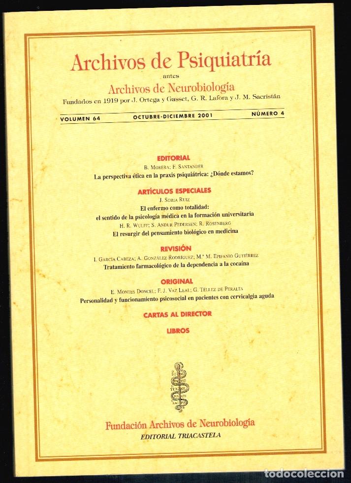 Livros em segunda m&atilde;o: REVISTA ARCHIVOS DE PSIQUIATR&Iacute;A VOL. 64. OCT.- DIC. 2001- N&ordm; 4 - VV.AA.