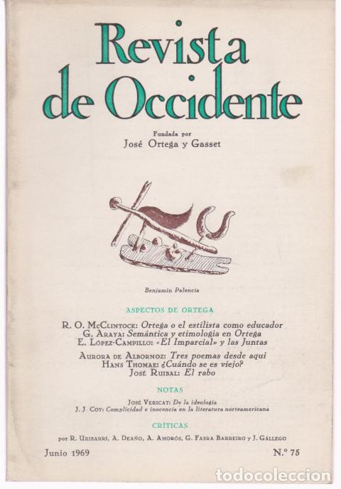 Libros: REVISTA DE OCCIDENTE. N&ordm;75. JUNIO 1969 - VV.AA. - Foto 1