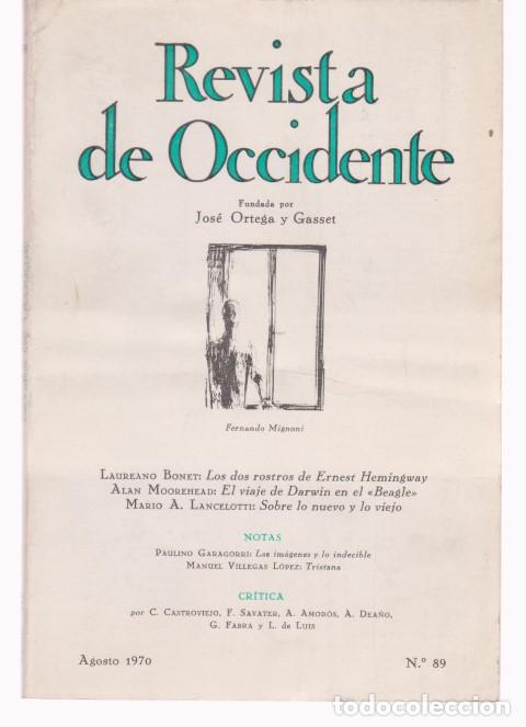 Libros: REVISTA DE OCCIDENTE. N&ordm;89. AGOSTO 1970 - VV.AA. - Foto 1