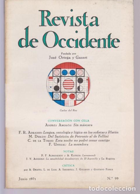 Libros: REVISTA DE OCCIDENTE. N&ordm;99. JUNIO 1971 - VV.AA. - Foto 1