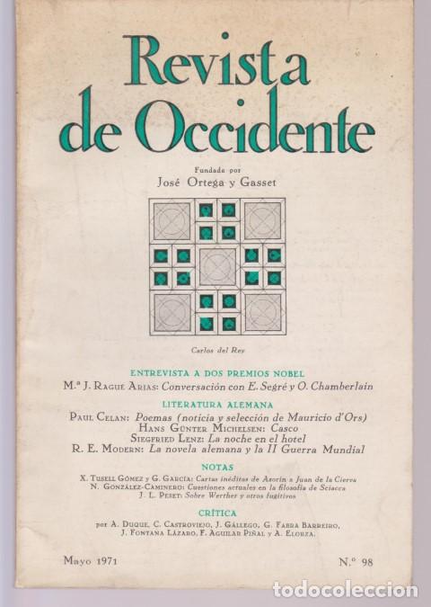 Libros: REVISTA DE OCCIDENTE. N&ordm;98. MAYO 1971 - VV.AA. - Foto 1