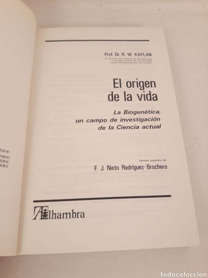 Libros: El origen de la vida. R W Kaplan. - Foto 3