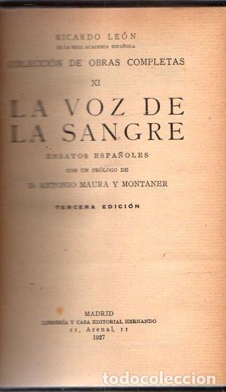 Libros: La voz de la sangre. Ensayos espa&ntilde;oles - Le&oacute;n, Ricardo - Foto 1