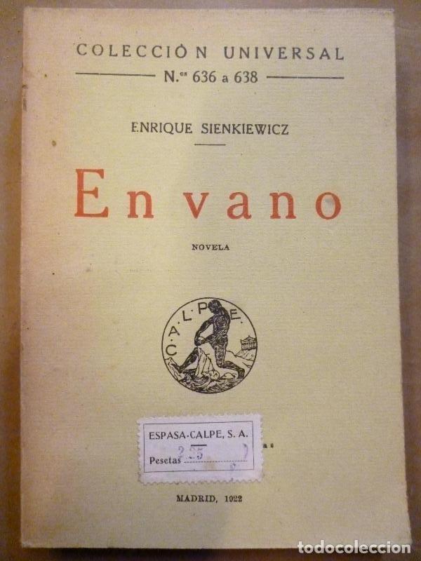Libros: En Vano. Novela. - Sienkiewicz, Enrique. - Foto 1