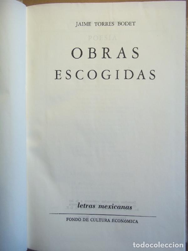 Libros: OBRAS ESCOGIDAS. - TORRES BODET, Jaime. - Foto 2