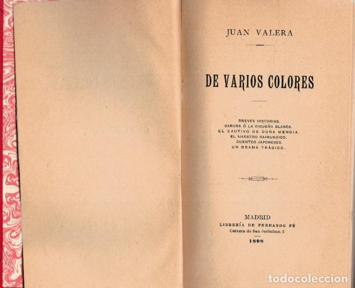 Libros: De varios colores (primera edici&oacute;n) - Juan Valera - Foto 1