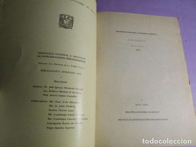 Libros: BIBLIOGRAF&Iacute;A MEXICANA 1972 - 3 - Mayo - Junio - Foto 3
