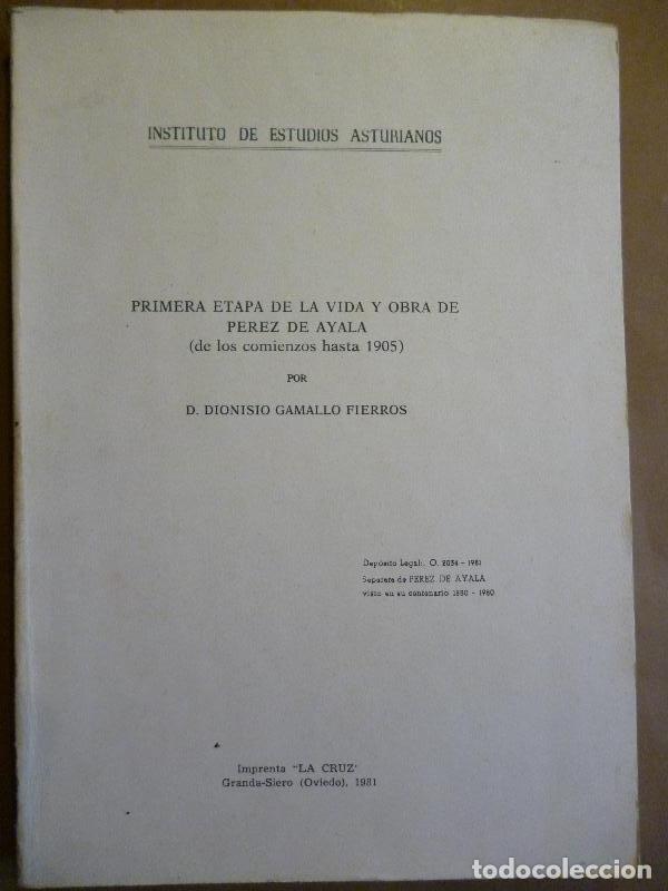 Libros: Primera Etapa de la Vida y Obra de P&eacute;rez de Ayala (de los comiemnzos hasta 1905.) - Gamallo Fierros,