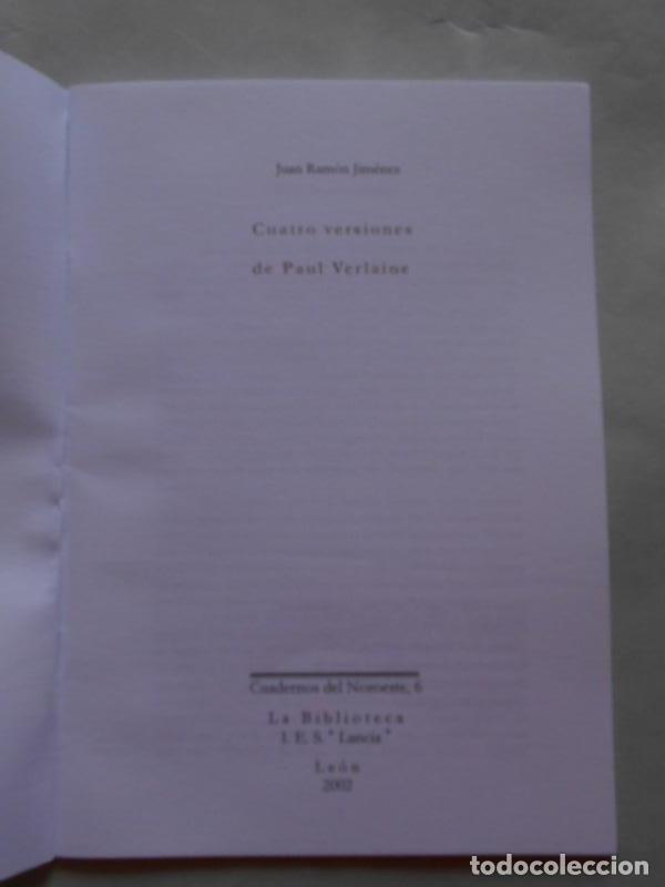 Libros: Cuatro Versiones de Paul Verlaine. - Jim&eacute;nez, Juan Ram&oacute;n. - Foto 2