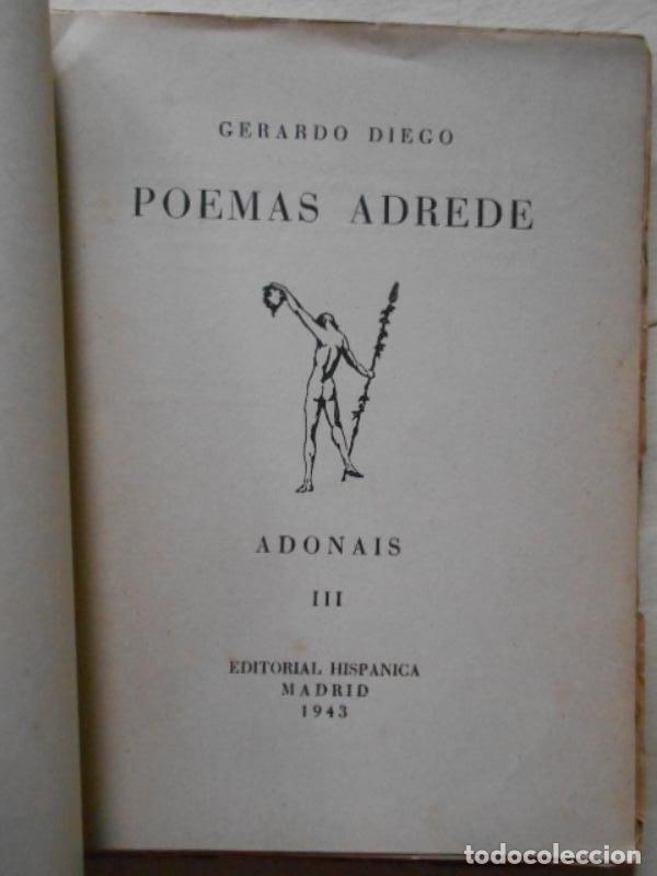 Libros: POEMAS ADREDE. - DIEGO, Gerardo. - Foto 2