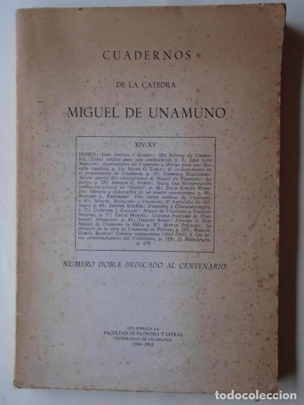 Libros: Cuadernos de la C&aacute;tedra Miguel de Unamuno. XIV - XV. N&uacute;mero doble dedicado al centenario. -