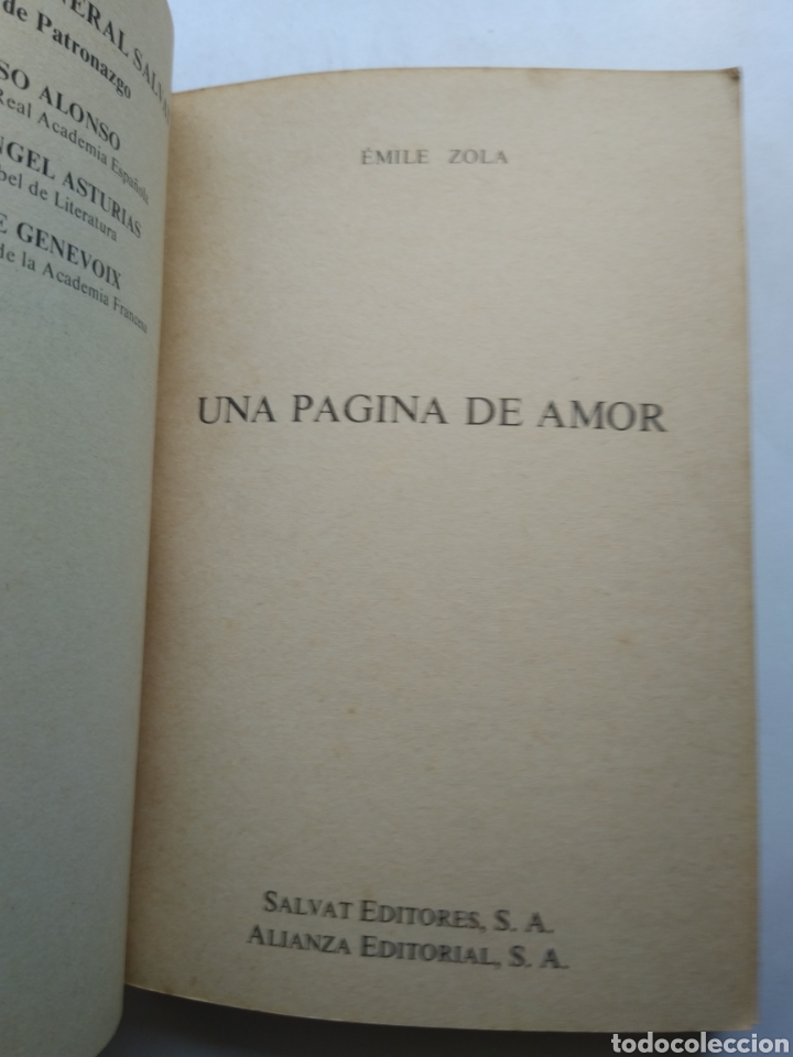 Libros: UNA P&Aacute;GINA DE AMOR/&Eacute;MILE ZOLA - Foto 2
