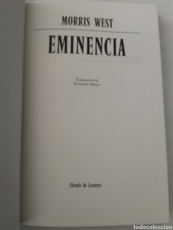 Libros: EMINENCIA/MORRIS WEST - Foto 3