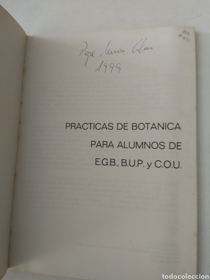 Libros: PRACTICAS DE BOT&Aacute;NICA PARA ALUMNOS DE EGB BUP Y COU - Foto 2