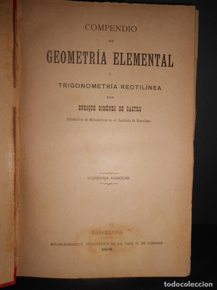 Libros: GIMENEZ DE CASTRO, Enrique.- - Compendio de Geometria elemental y trigometria rectilinea. - Foto 1