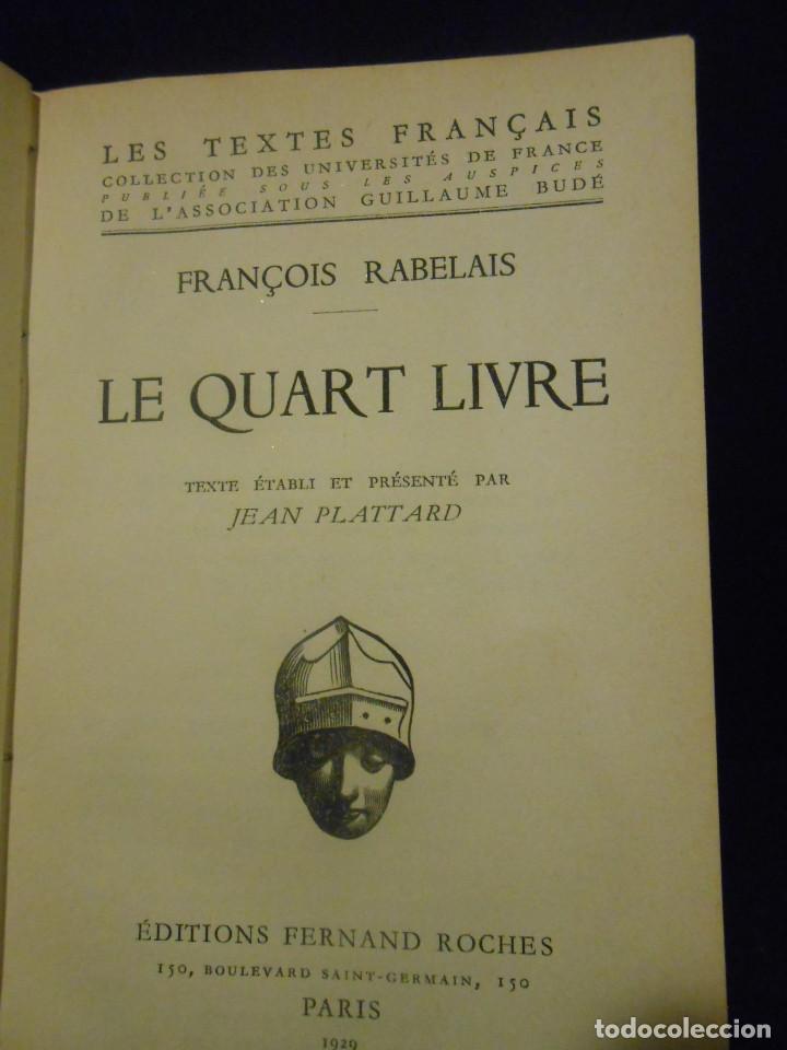 Libros: RABELAIS, Fran&ccedil;ois.- - Le quart livre. - Foto 1