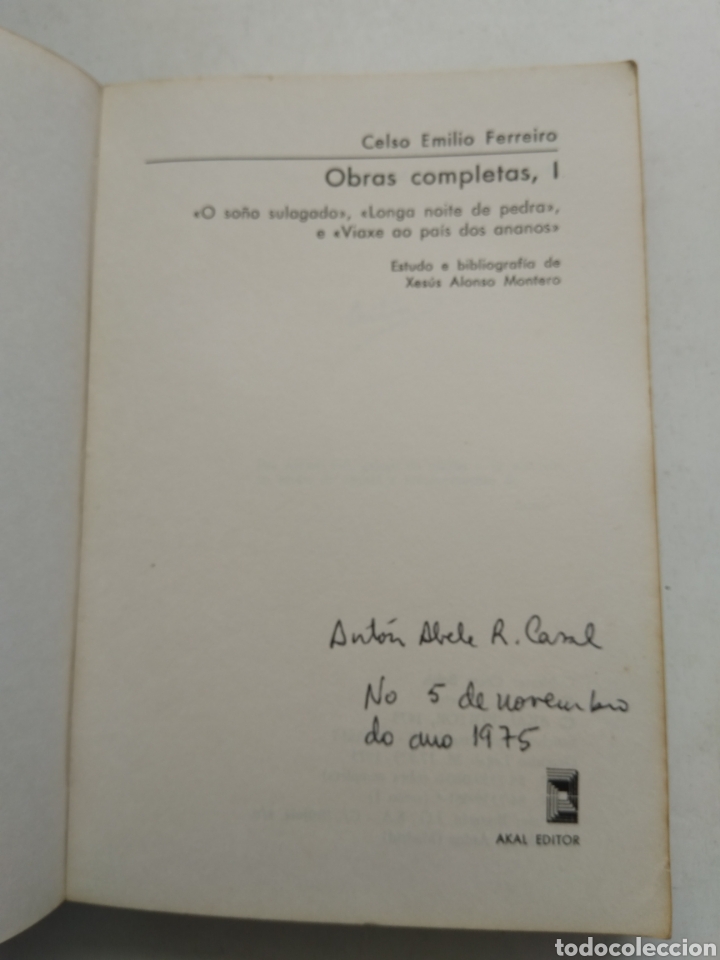 Libros: OBRAS COMPLETAS I/CELSO EMILIO FERREIRO - Foto 2