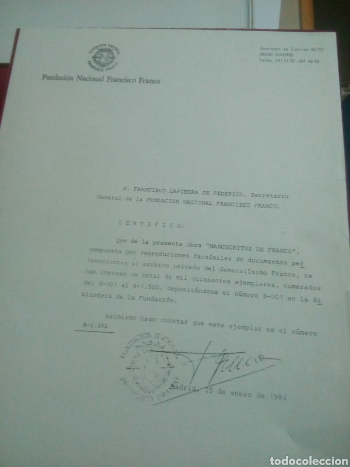 Libros: MANUSCRITOS DE FRANCO - Foto 2