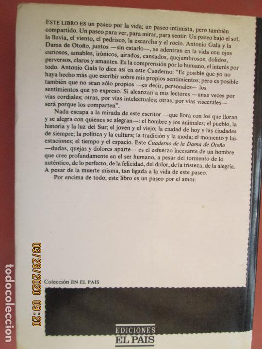 Libros: CUADERNO DE LA DAMA DE OTO&Ntilde;O - ANTONIO GALA - ED. EL PA&Iacute;S - 1985. - Foto 2