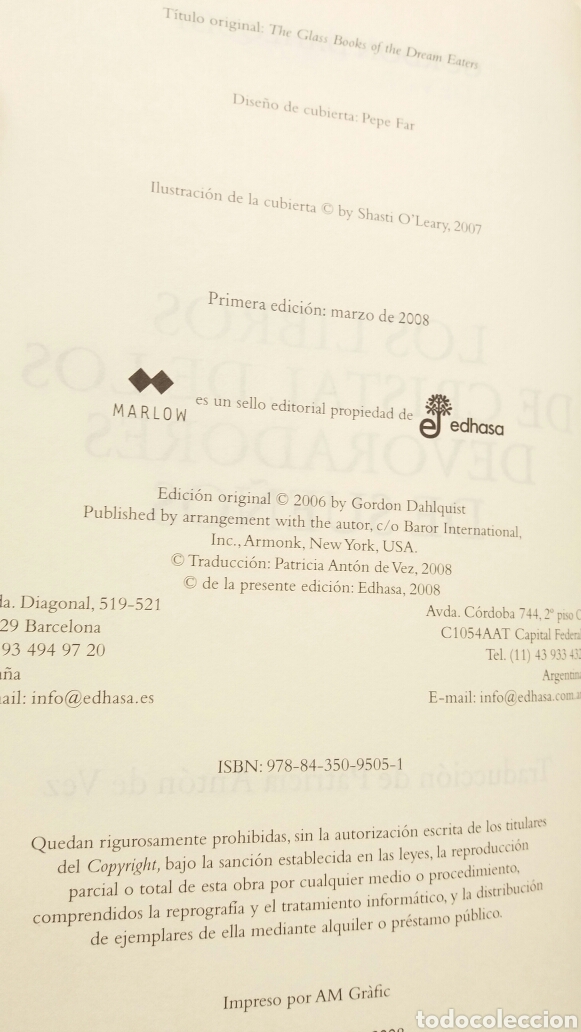 Libros: Los libros de cristal de los devoradores de sue&ntilde;os. Gordon Dahlquist. MARLOW, primera edici&oacute;n, 2008. - Foto 8